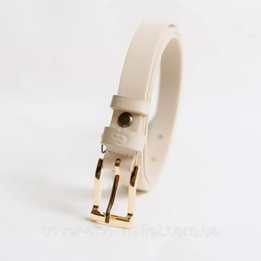 Бежевий тонкий жіночий пояс з натуральної італійської шкіри Grande Pelle 20 мм Grande Pelle Київ - фото 3