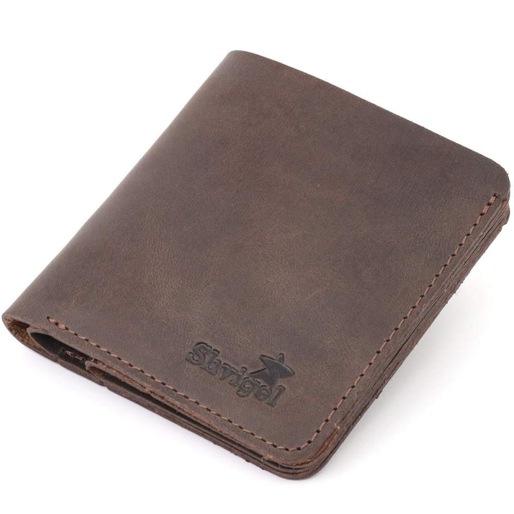 Вінтажне шкіряне портмоне Shvigel 16601 Коричневий Київ - фото 1