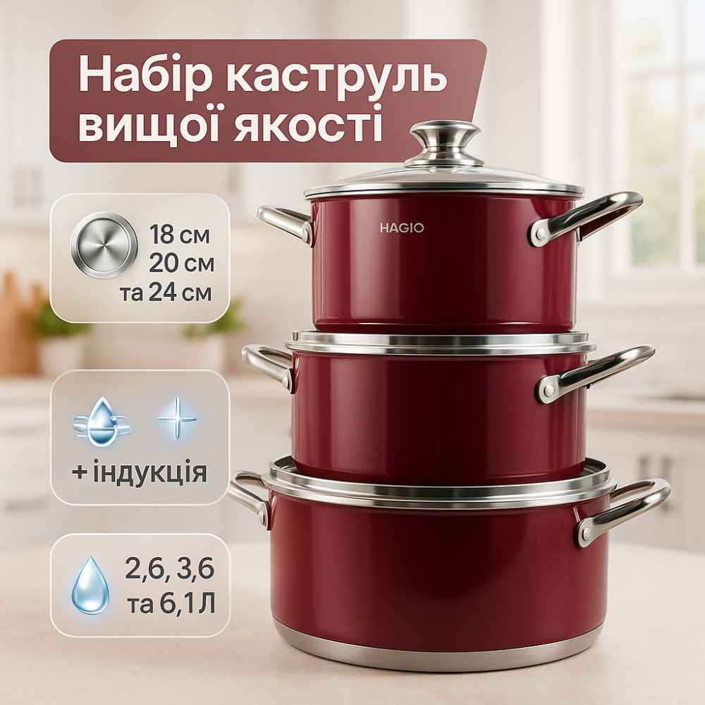 Набір посуду для будь-яких плит MAGIO, Комплект каструль, Набір каструль якісних з кришками ZL-59 Львів - фото 13