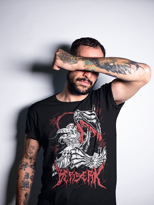 Футболка чоловіча з аніме принтом Берсерк Аніме Гутс Манга оверсайз (S/M/L) Чорний AnimeJ0452 Дніпро - фото 2