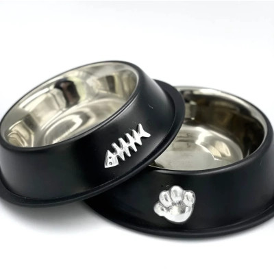 Универсальная посуда для животных Lucky Star Миска нескользящая с хромированным дном 11 см черная (4821526200110) Винница - изображение 1