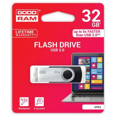 USB флеш накопитель Goodram 32GB UTS3 Twister Black USB 3.0 (UTS3-0320K0R11) Винница - изображение 2
