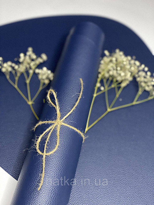 Салфетка под тарелку подтарельник PU кожа 37 см форма лепестка синяя Киев - изображение 4