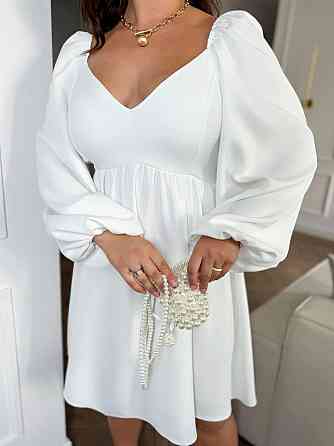 Женское романтическое платье батал с декольте плотная костюмка Белый, 54/56 Одесса