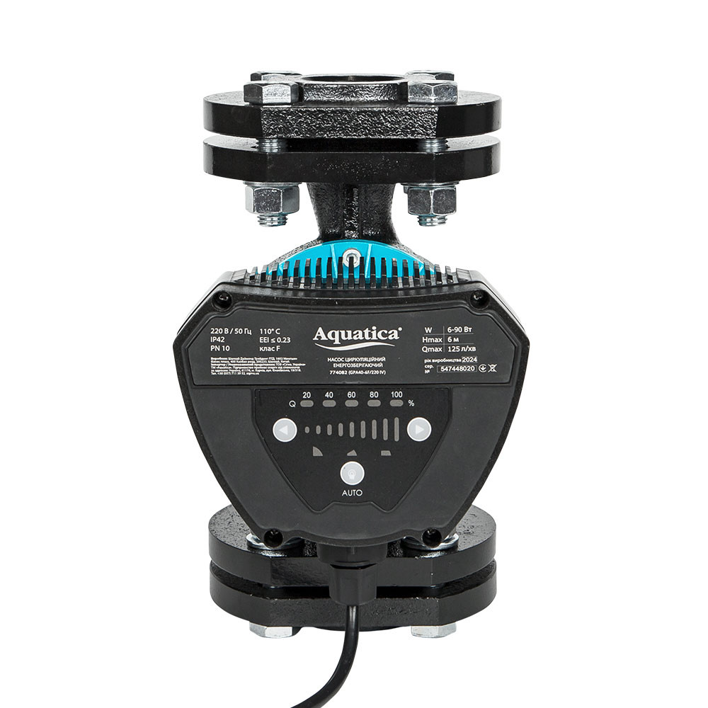 Aquatica Насос циркуляционный энергосберегающий фланц 6-90Вт Hmax 6м Qmax 125л/мин DN40 220мм + Коломия - фото 3
