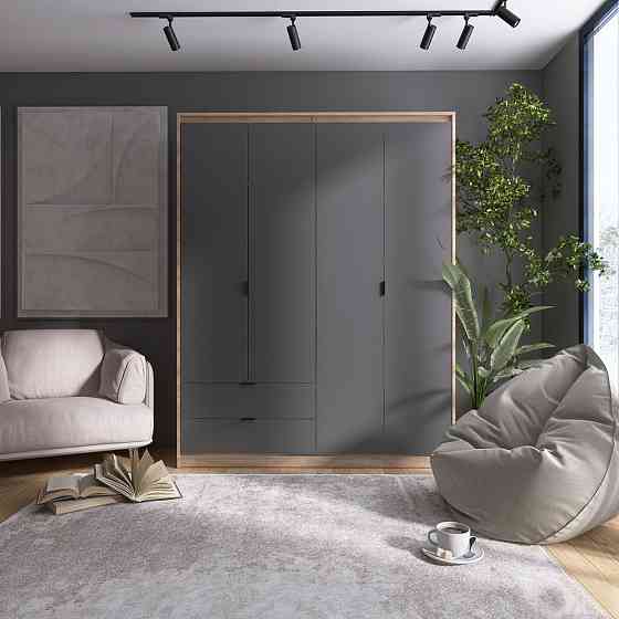 Шкаф распашной для одежды с выдвижными ящиками (штанга-штанга) Эверест Сити-1600 160,2х50х204,6 см Дуб сонома/Графит (DTM-071095) Львов