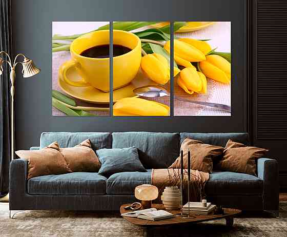 Модульная картина в гостиную / спальню  Жовті тюльпани    ART-242_3A 100х150 см Киев