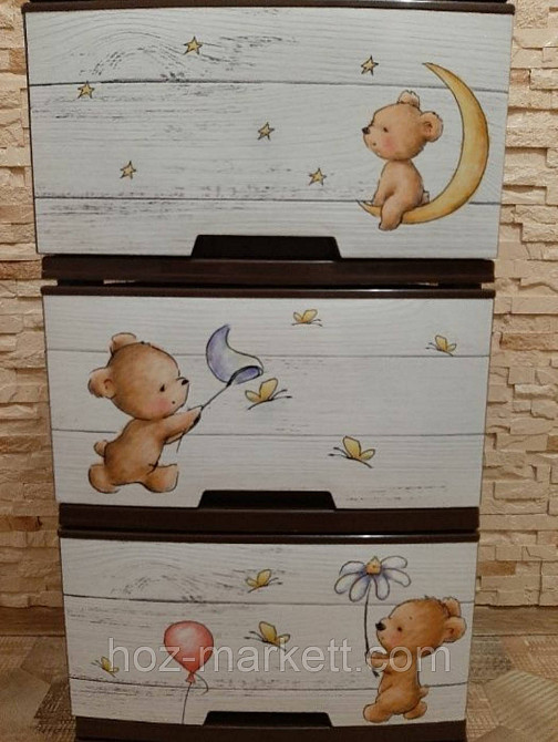 Пластиковий комод із малюнком "Ведмежата" коричневий Алеана Харків - фото 4