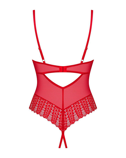 Боді з доступом Obsessive Ingridia crotchless teddy XS/S, червоне, відкриті груди Sex Aura Київ - фото 4