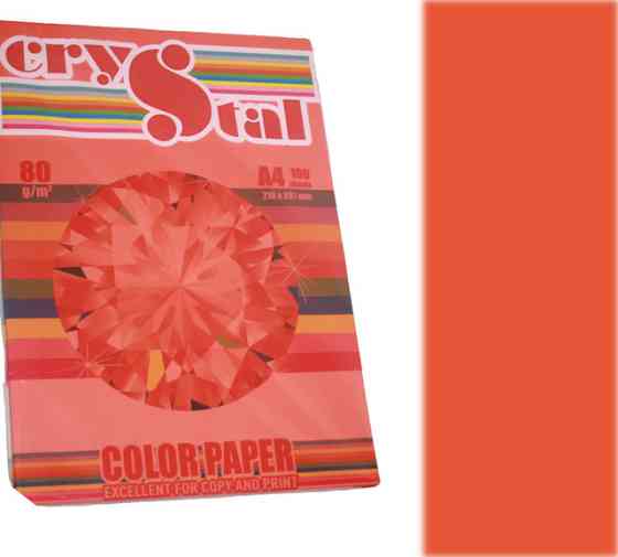 Папір кольоровий "CRYSTAL COLOR PAPER" А4 80 г/м (100 арк.) неон Neon Red 350 (малиновий) , шт Київ