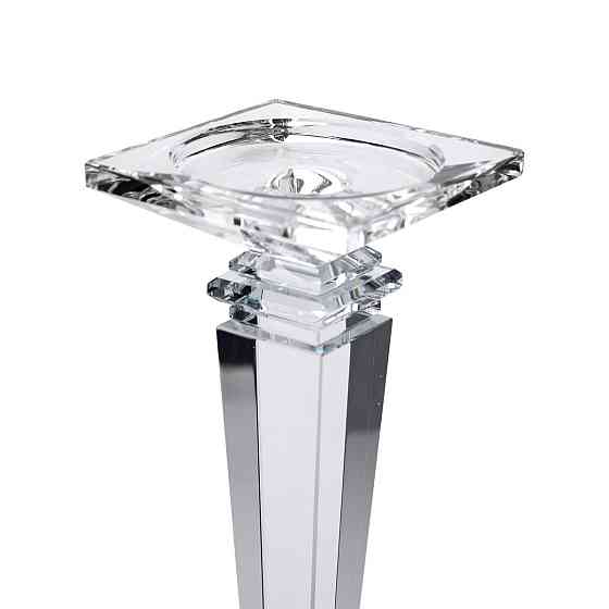 Підсвічник скляний на високій ніжці 9.5×9.5×22.5 см декоративний прозорий HP-4-53M Коломия