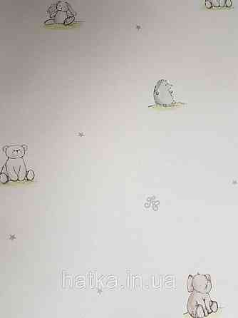 Шпалери флізелінові дитячі экологтчески чисті Lutece Tartine et Chocolat ведмедики слоники їжачки зайці на Київ