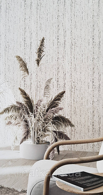 Шпалери вінілові на флізеліні Marburg Travertino 1.06х10 абстракція смужки точки під кору дерева чорні білі Київ - фото 1