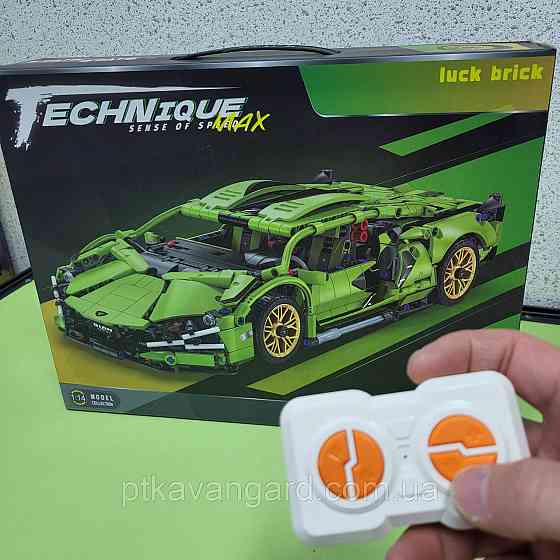 Конструктор на радиоуправлении машинка Ламборгини Сиан 1280 деталей с пультом зеленая J 2002 M Хмельницкий