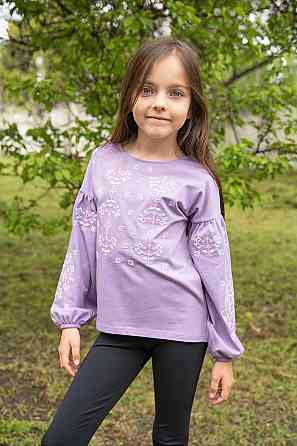 Вишиванка для дівчаток, бузкова 95% бавовняний топ Київ