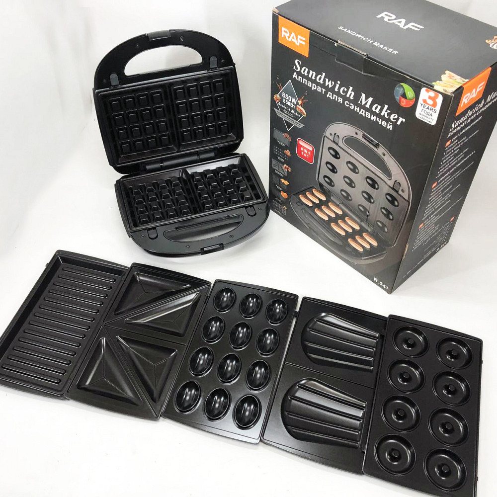 Бутербродниця електрогриль RAF R.541 6 в 1 850 Вт, Домашня бутербродниця, Гриль контактний побутовий AD-55 Івано-Франківськ - фото 9