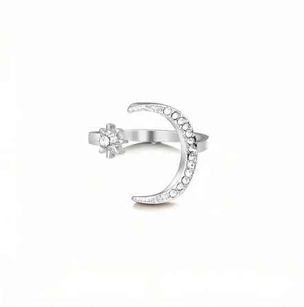 Кольцо Луна и Звезда со стразами — регулируемое кольцо Киев