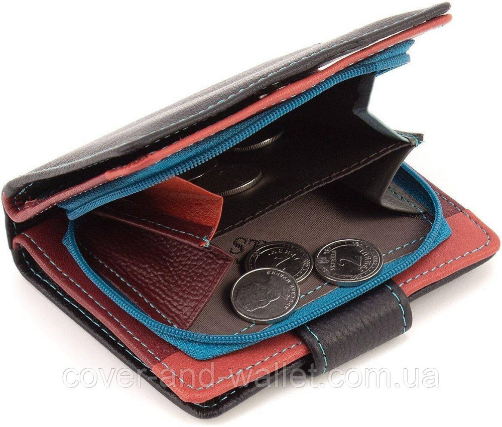 Невеликий жіночий шкіряний гаманець з відділенням під документи черного цвета ST 259 Київ - фото 8