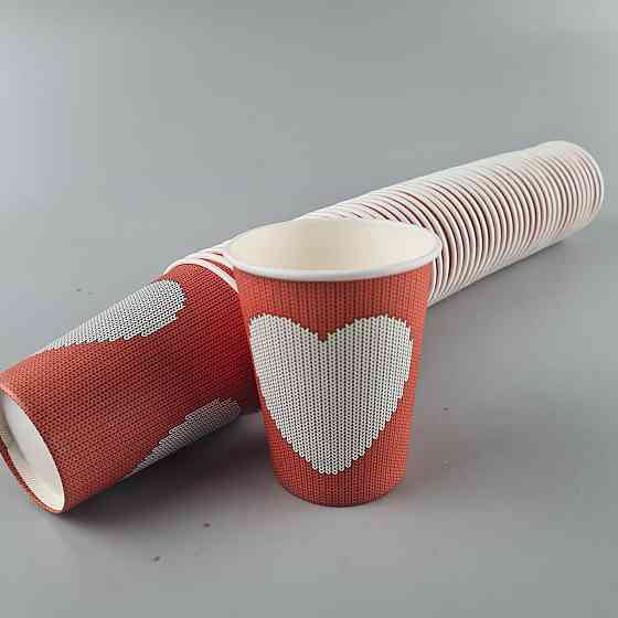 Стаканчики для кофе 250 мл "СЕРДЦЕ НА КРАСНОМ" Маэстро h9 (50 шт) Харьков