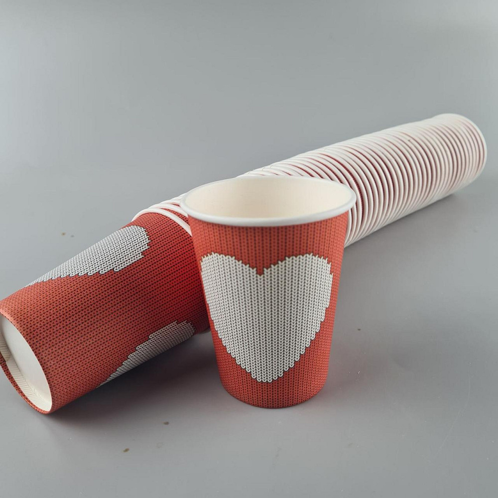 Стаканчики для кофе 250 мл "СЕРДЦЕ НА КРАСНОМ" Маэстро h9 (50 шт) Харьков - изображение 1