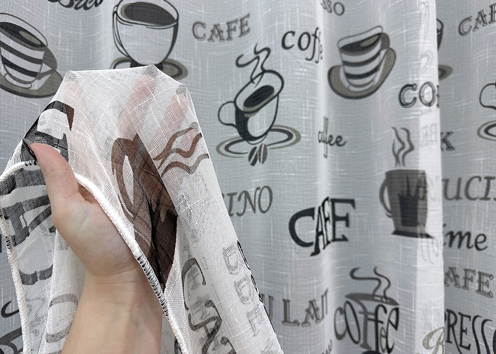 Тюль VR-Textil 1793т Лен Молочный с черным 300х270 см (42-0813) Киев - изображение 4