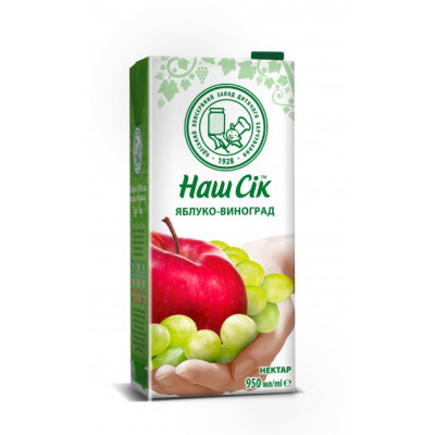 Сік Наш Сік Яблуко-Виноград 950 мл (4820192262804) Вінниця - фото 1
