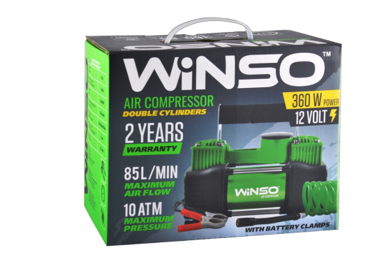 Компрессор автомобильный 2 цилиндра 12В 85 л/мин 360 Вт 10 Атм (шланг 5.7 м, дефлятор) Киев