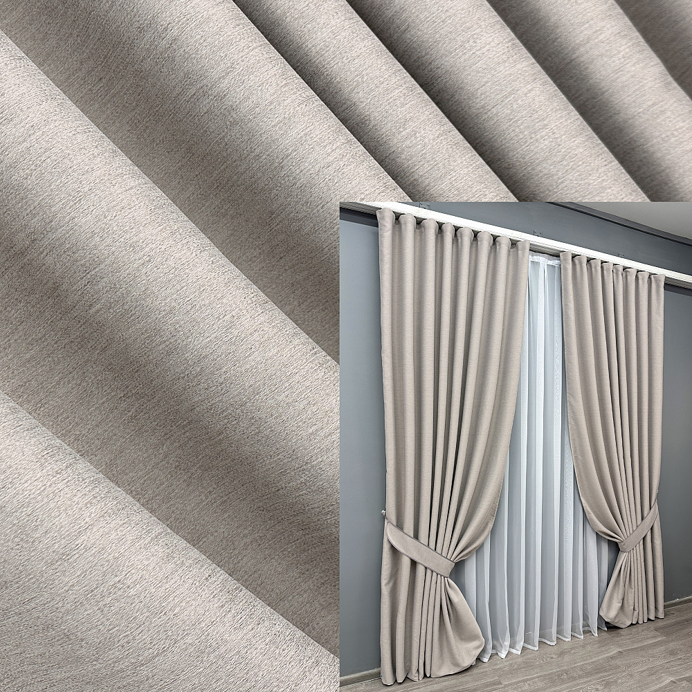 Комплект готовых штор VR-Textil Блэкаут двусторонний Eclipsе № 1818ш Пепельный 100х270 см 2 шт (31-901) Киев - изображение 1