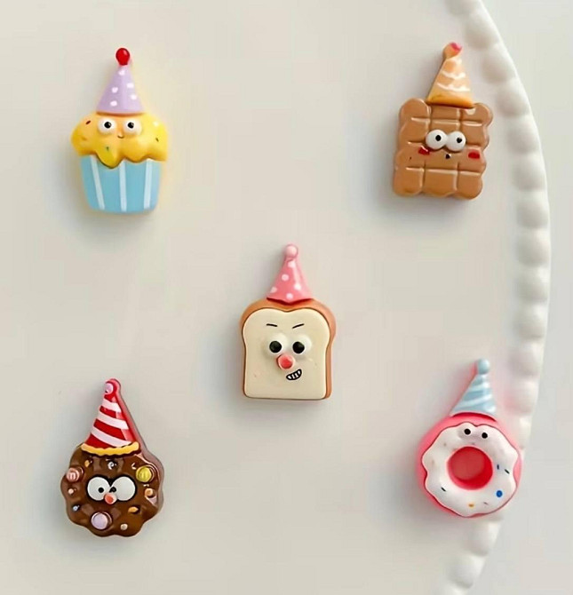 Магніти на холодильник десерти 5 шт милі магніти пончик кекс печиво набір Київ - фото 1