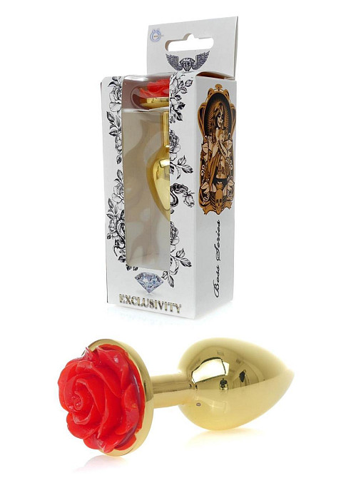 Анальная металлическая пробка Plug-Jewellery Gold PLUG ROSE-Red Sex Aura Киев - изображение 6