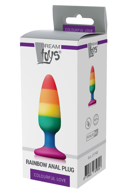 Радужная анальная пробка COLOURFUL LOVE RAINBOW ANAL PLUG MEDIUM Sex Aura Киев - изображение 2