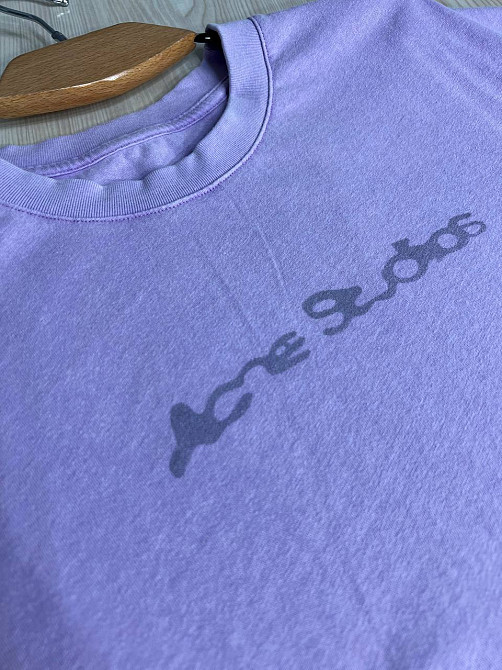 Футболка женская A-N 27039 вареная тай-дай оверсайз хлопок с надписью, сиреневый, one size Киев - изображение 5