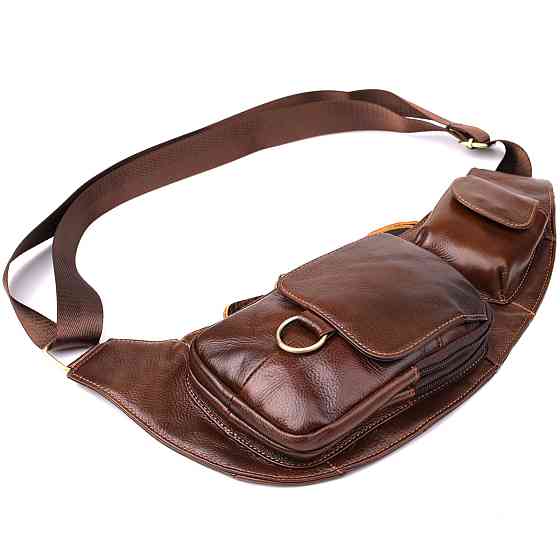 Мужская сумка через плечо из натуральной кожи Vintage 22959 Коричневый Киев