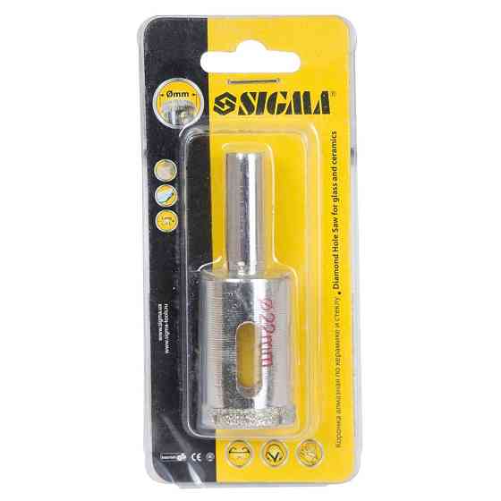 Коронка алмазная по керамике и стеклу Ø22мм SIGMA (1541221) Киев