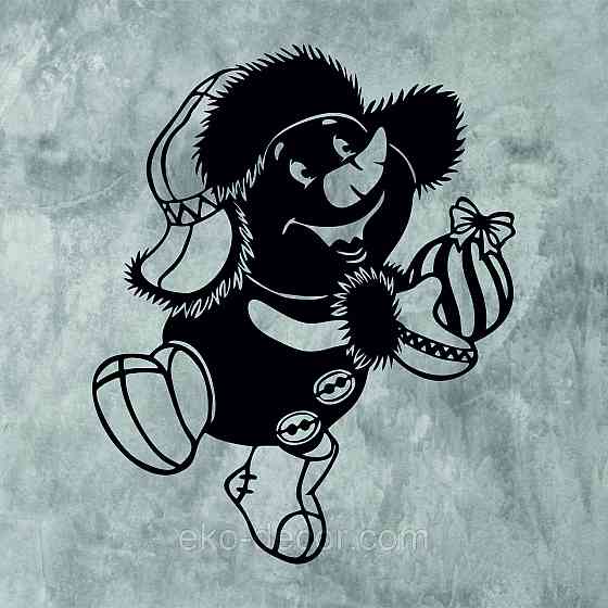 Декоративное настенное Панно «Снеговик», Декор на стену 70*56 см, Черный Киев