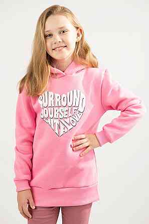 Худі-джемпер дитяче з капюшоном для дівчинки, рожеве, тринитка, топ Київ