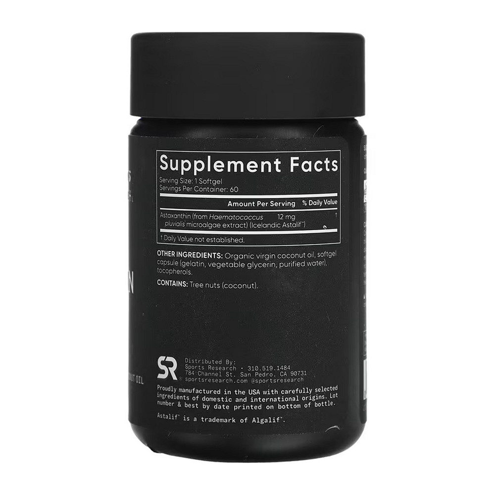 Капсули астаксатин Sport Research Astaxanthin 12mg 60 капс Київ - фото 2