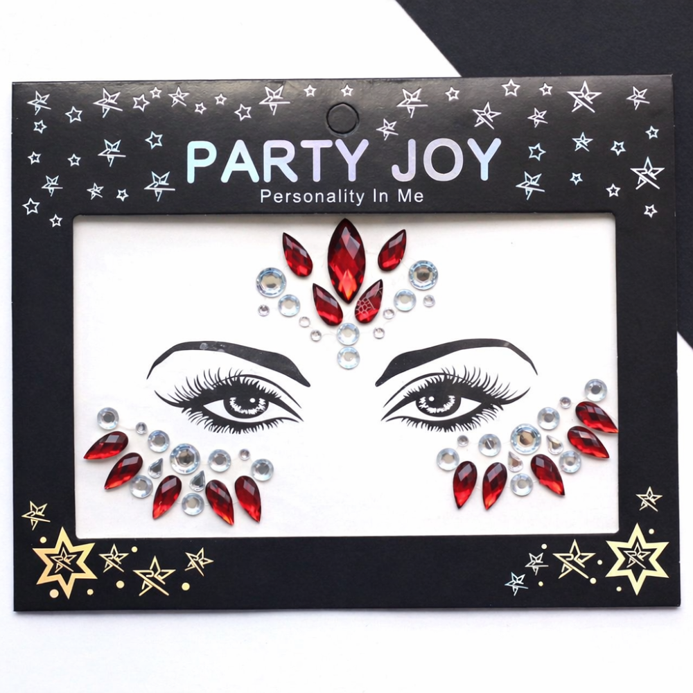 Наклейки на обличчя стрази one size червоно-сріблястий Київ - фото 1