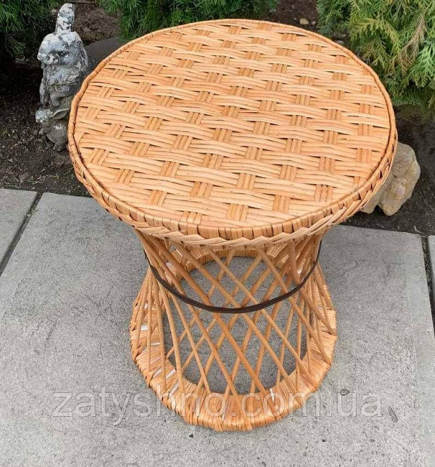 Високий плетений стіл круглий Київ - фото 2