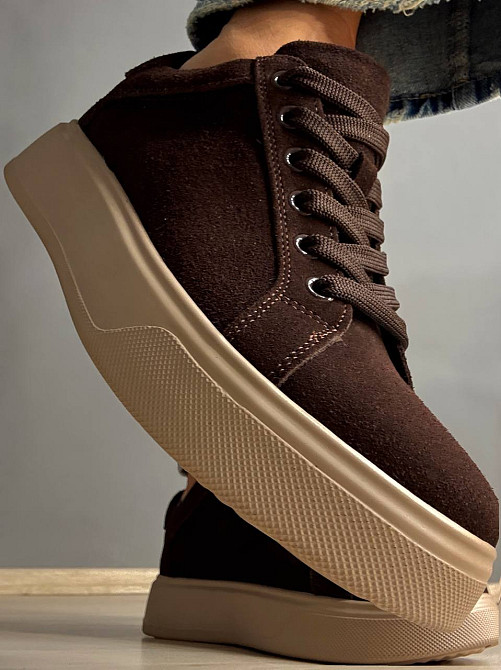 Кеди жіночі Hengji 85-12 натуральний замш на платформі коричневі, 37, 24 см Київ - фото 16