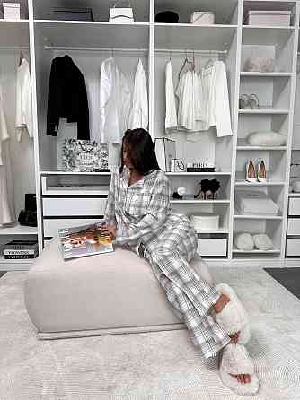 Жіноча домашня повсякденна картата піжама з фланелі. Бежевий, 42/44 Одеса