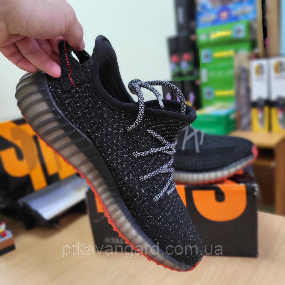 Кроссовки мужские Изи Буст 350 размер 41 на шнуровке 350-15 черный Хмельницкий - изображение 4