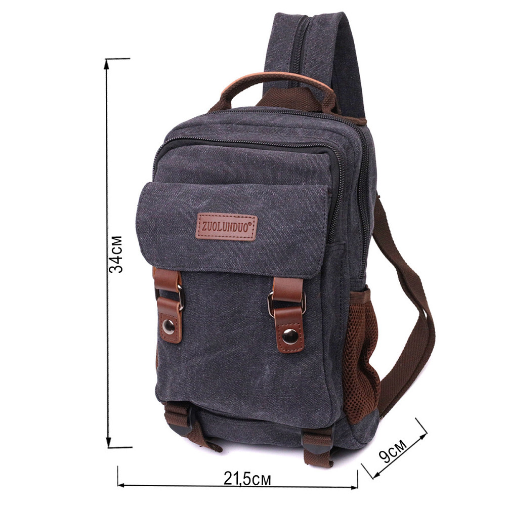 Практичний текстильний рюкзак з ущільненою спинкою та відділенням для планшета Vintage 22168 Чорний Київ - фото 3