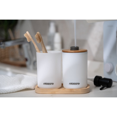 Набор для ванной комнаты Ardesto Minimalism 3 предмета Белый 360 мл (ARHB3110WB) Винница - изображение 6