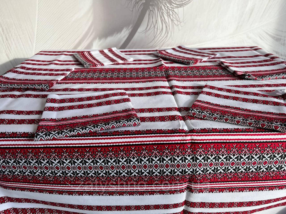 Красива вишита скатертина з серветками Київ - фото 2