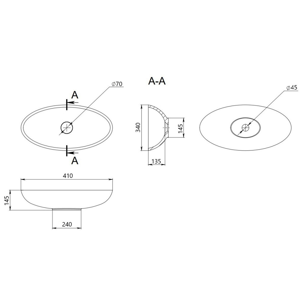 Раковина-чаша Qtap Dove 415x340x140 Matt black QT06116062AMB Київ - фото 2