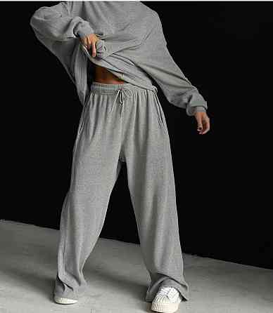 Жіночий прогулянковий оверсайз костюм двійка трикотаж вафелька Одеса