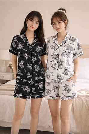 Женский домашний комплект двойка с мишками бамбук Черный, 46/48 Одесса