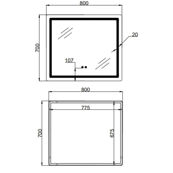 Дзеркало Qtap Mideya (MI2) 800х700 з LED-підсвіткою Touch, з антизапотіванням, з димером, регумацію QT2078NCF807048476 Київ