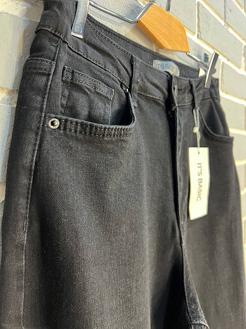 Джинси жіночі Its Basic 3474 skater jeans мом банани стрейчеві збільшені розміри чорні, чорний, 46, 46, 100 см, 128 см Київ - фото 15